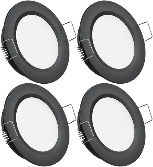 4x 12V LED Recessed Puck Down Lights – RV, Boat, Caravan, Camper Interior Light Kit (4 Pack)