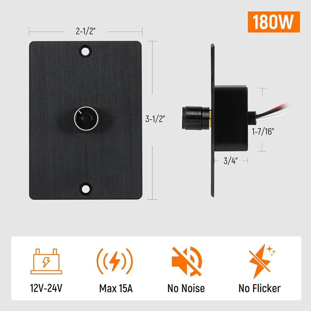 12V/15A LED Stepless Dimmer Switch Black