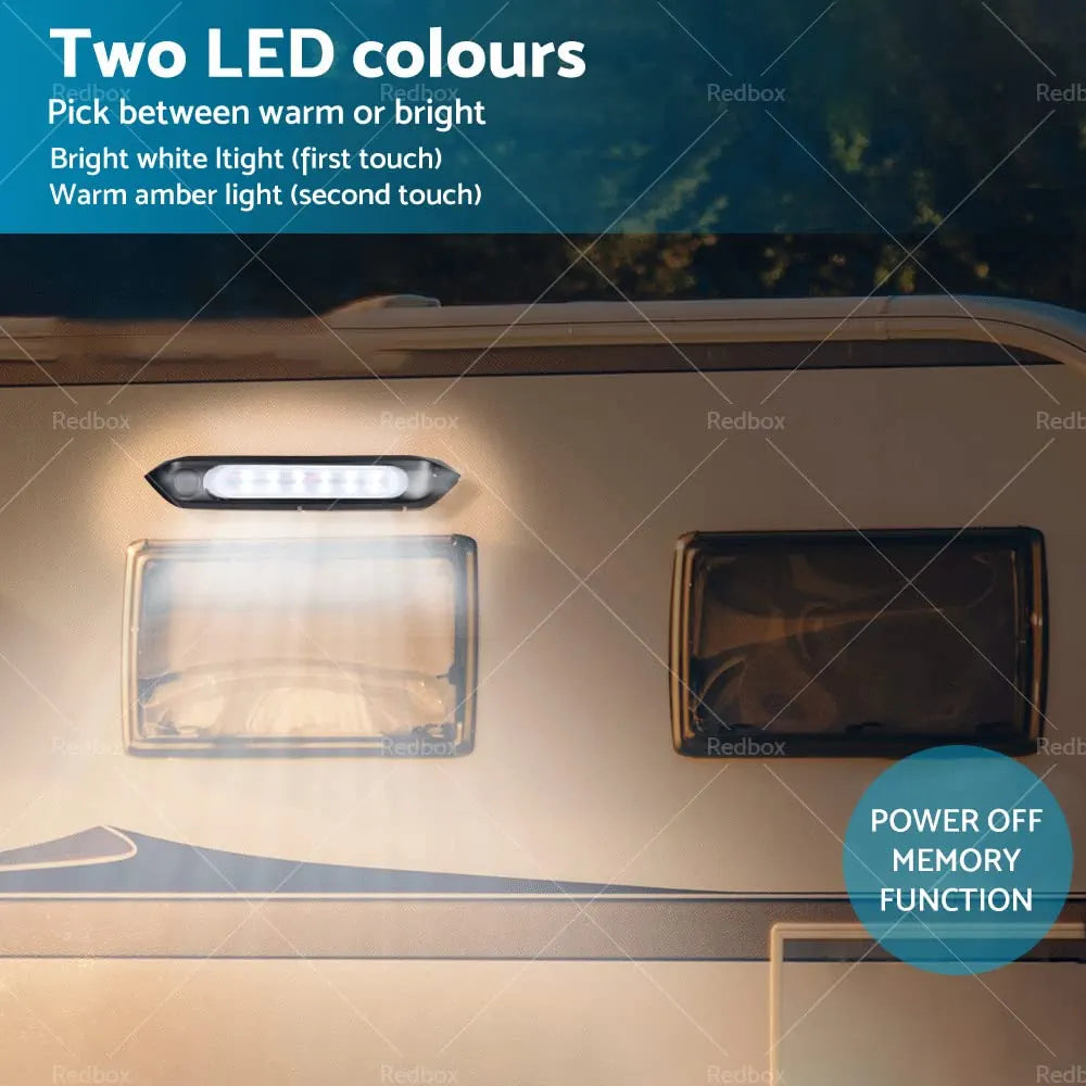 Dual-Color LED Outdoor Awning Light – 12V/24V | Black | Waterproof | Touch Control