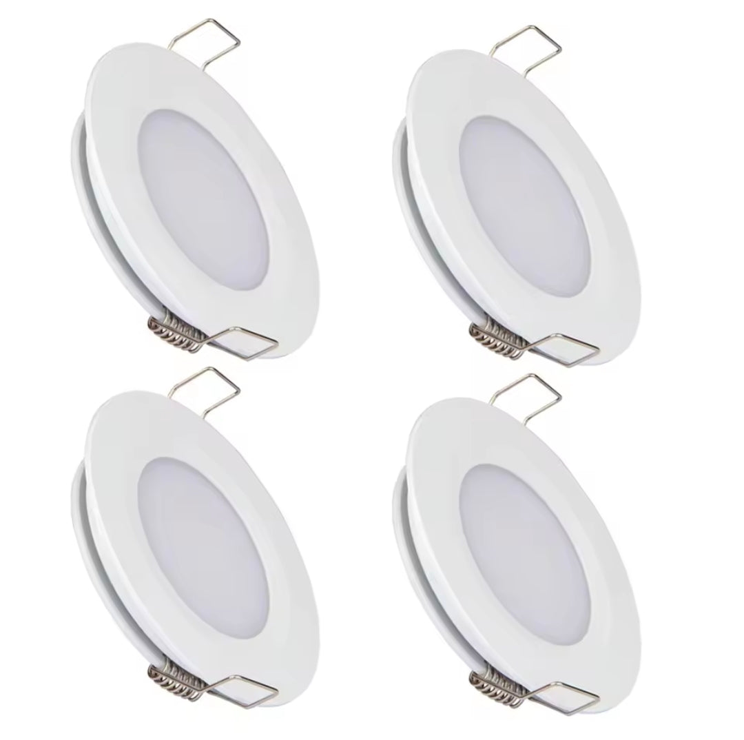 4 x white RV Recessed Ceiling Light 12V Dimmable LED Down Light 3000K Warm White