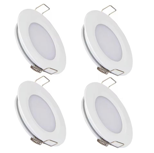 4 x white RV Recessed Ceiling Light 12V Dimmable LED Down Light 3000K Warm White