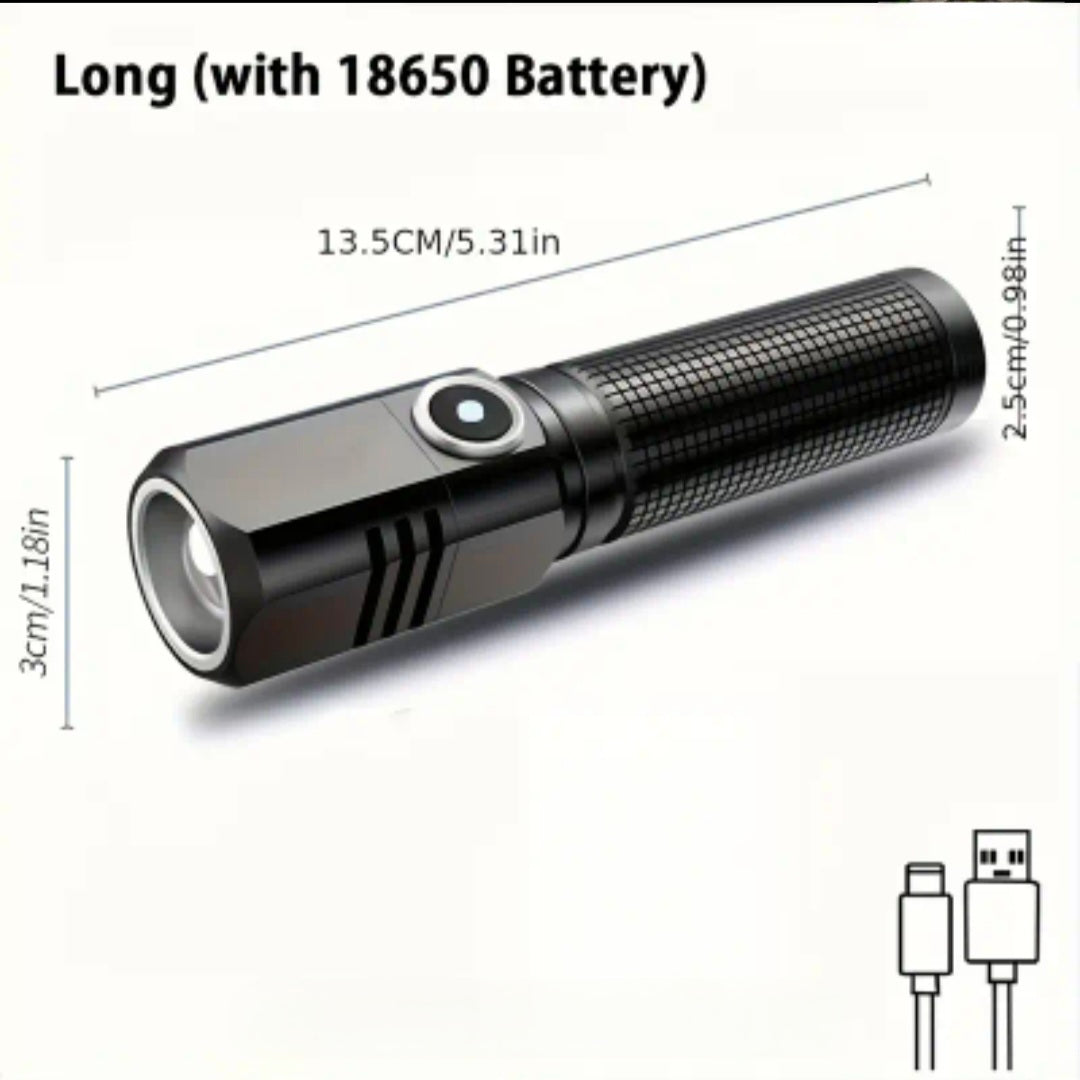 Compact USB-C Rechargeable LED Flashlight – Portable & Powerful