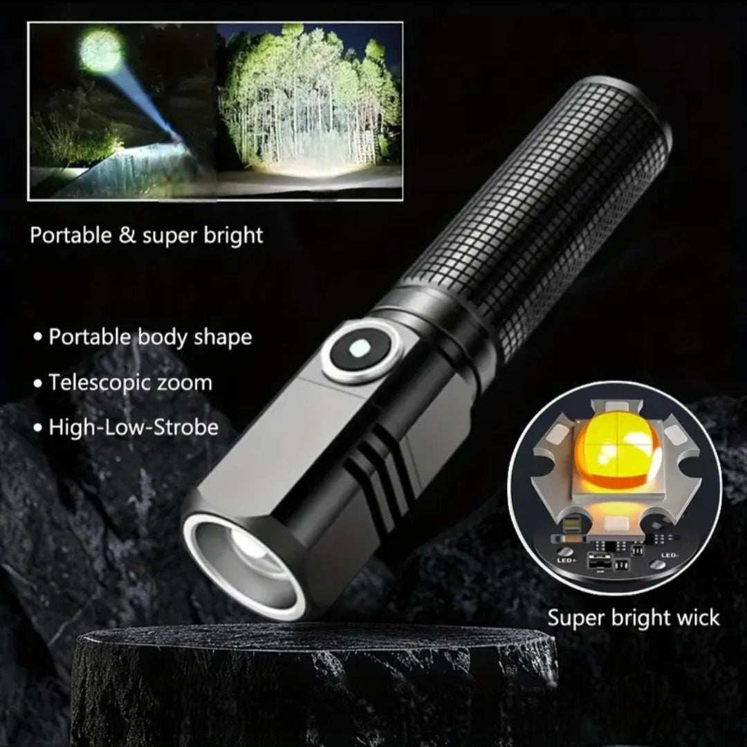 Compact USB-C Rechargeable LED Flashlight – Portable & Powerful