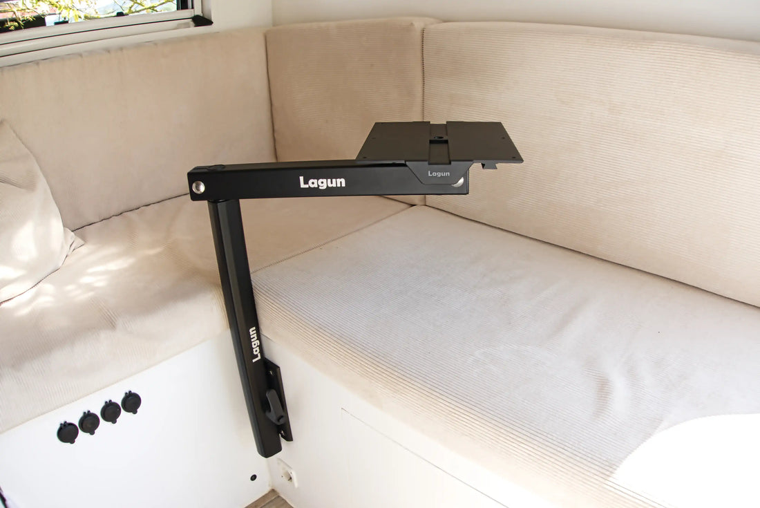 Black Lagun Swivel Folding Table leg for Caravans, RVs & Boats