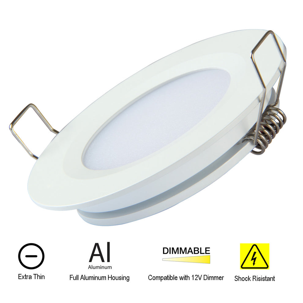 12V LED Recessed Puck Lights – 4 Pack RV Interior Ceiling Lights for Camper, Van, Boat (White Housing)