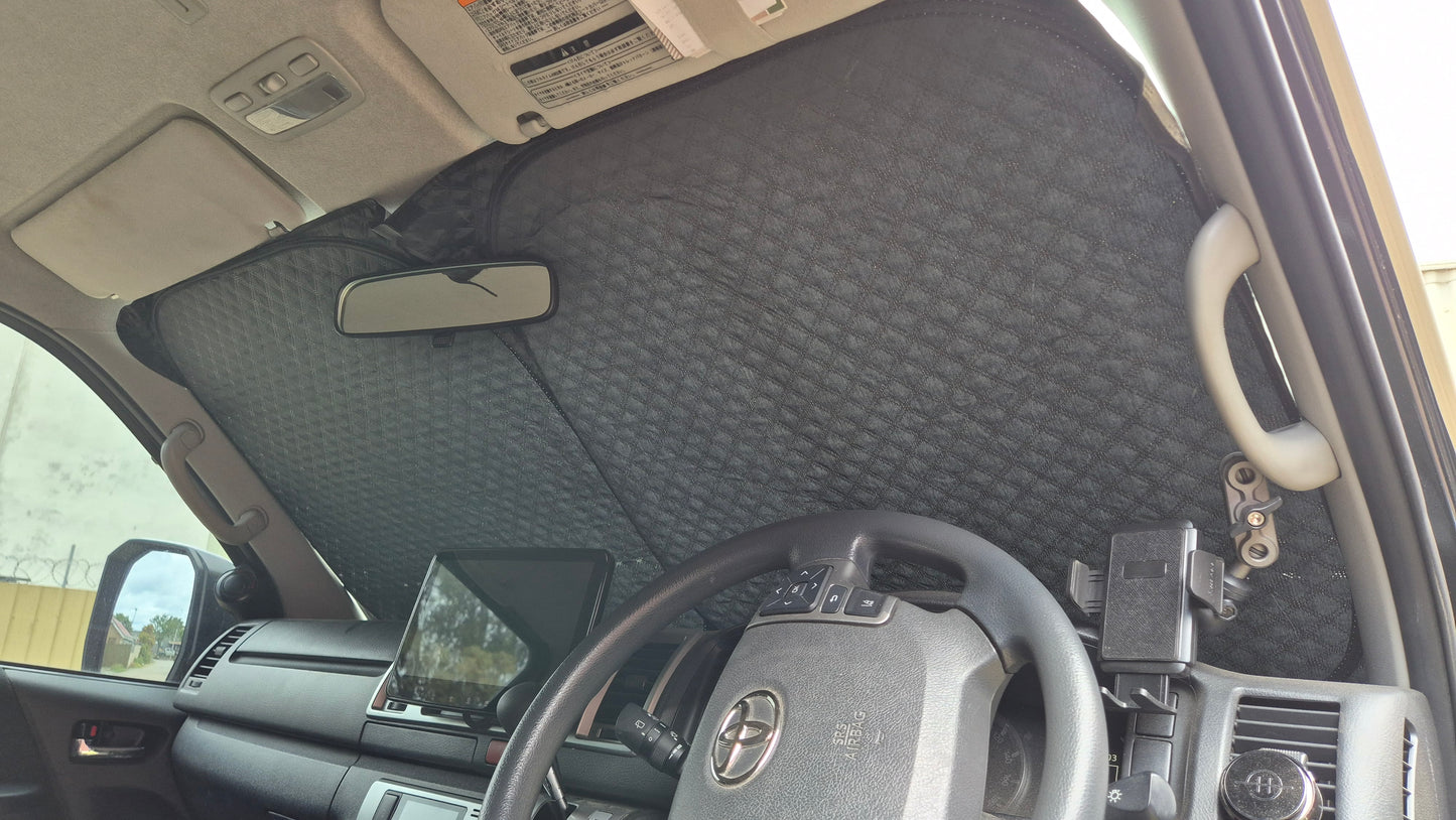 Toyota Hiace 200 Series Standard Body Sunshade 6-Layer UV  Protection Windshield Cover  Insulation & Light Shielding  Thermal