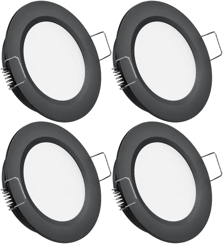 4x 12V LED Recessed Puck Down Lights – RV, Boat, Caravan, Camper Interior Light Kit (4 Pack)