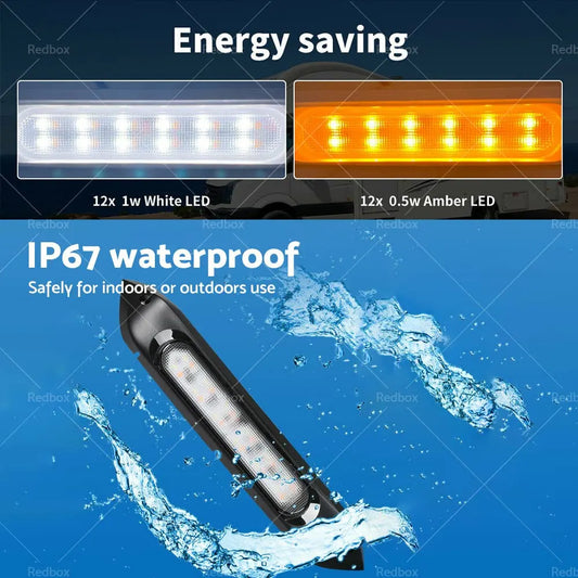 Dual-Color LED Outdoor Awning Light – 12V/24V | Black | Waterproof | Touch Control