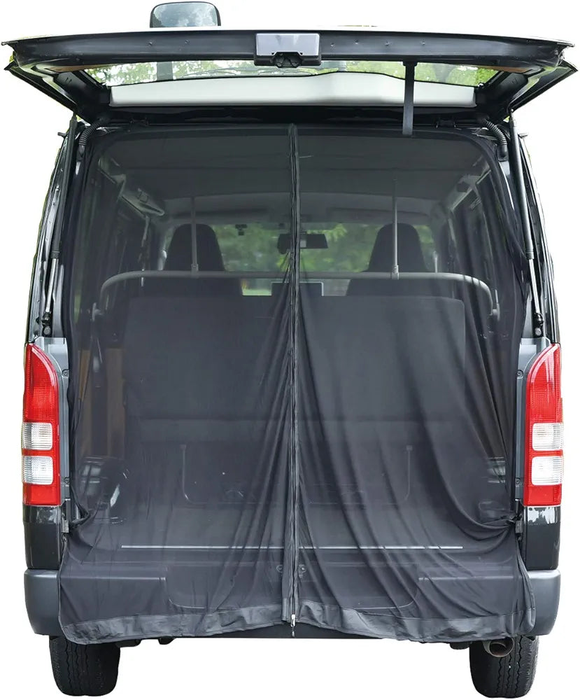 Large Magnetic Car Insect Repellent Net for Back & Sliding Doors – Double Zipper – Fits Many Van Models