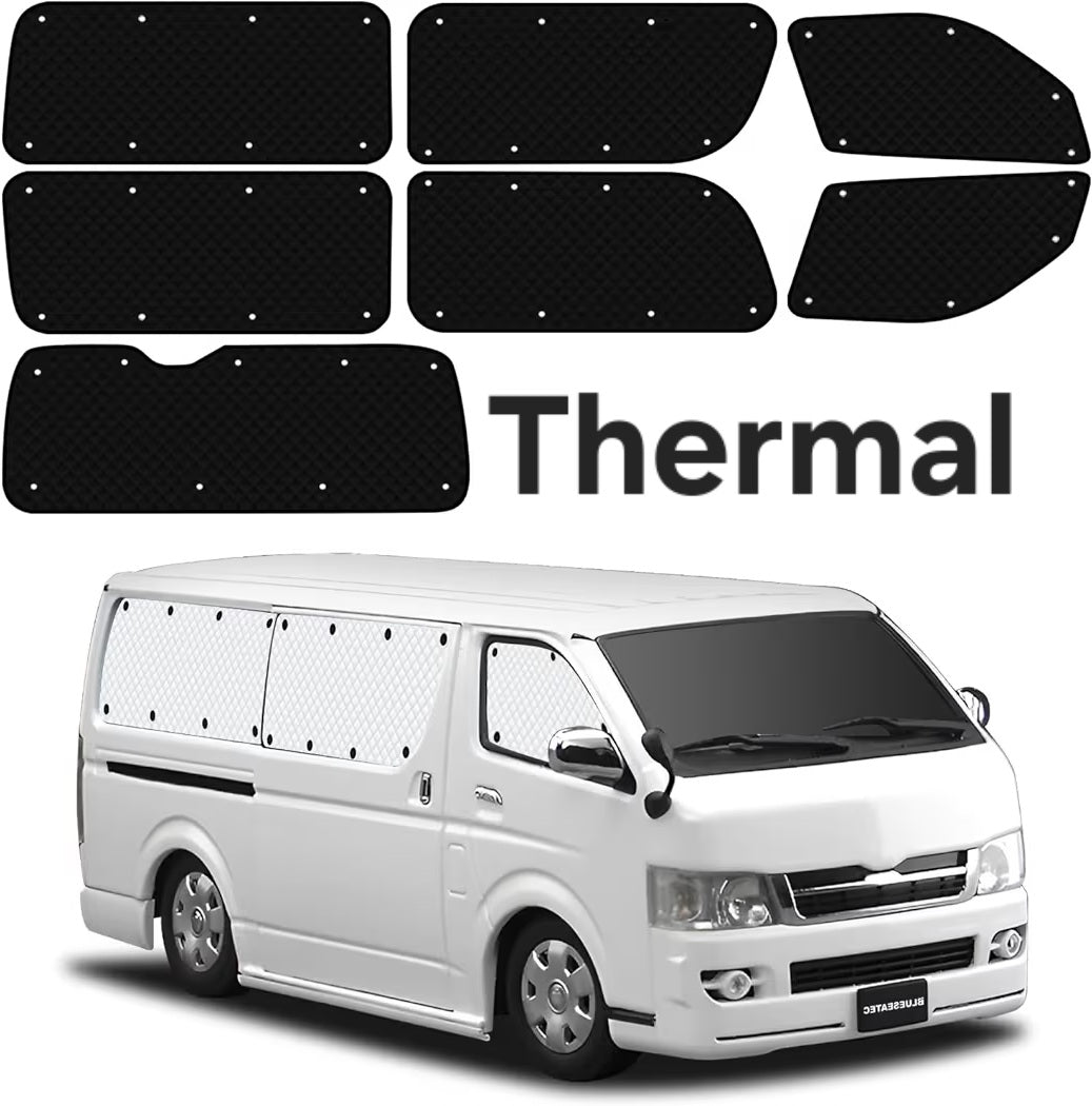 Toyota Hiace Thermal Blackout Sunshade Set, 200 Series Standard Body (2004–Current) Thermal & UV Protection, 7-Piece Kit