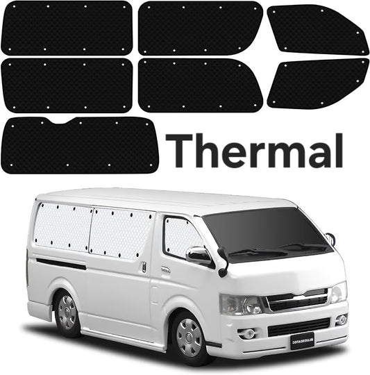 Toyota Hiace Thermal Blackout Sunshade Set, 200 Series Standard Body (2004–Current) Thermal & UV Protection, 7-Piece Kit