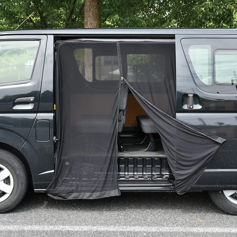 Large Magnetic Car Insect Repellent Net for Back & Sliding Doors – Double Zipper – Fits Many Van Models