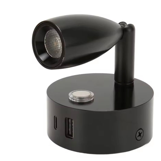 RV Reading Light with USB-C Port – Dimmable 3-Color LED Touch Lamp (12V–24V, Black) for Camper, Boat, Van