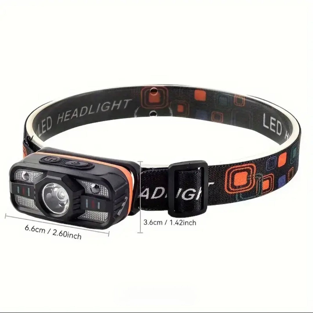 Rechargeable LED Headlamp with 6 Light Modes – COB Wide Beam Outdoor Head Torch