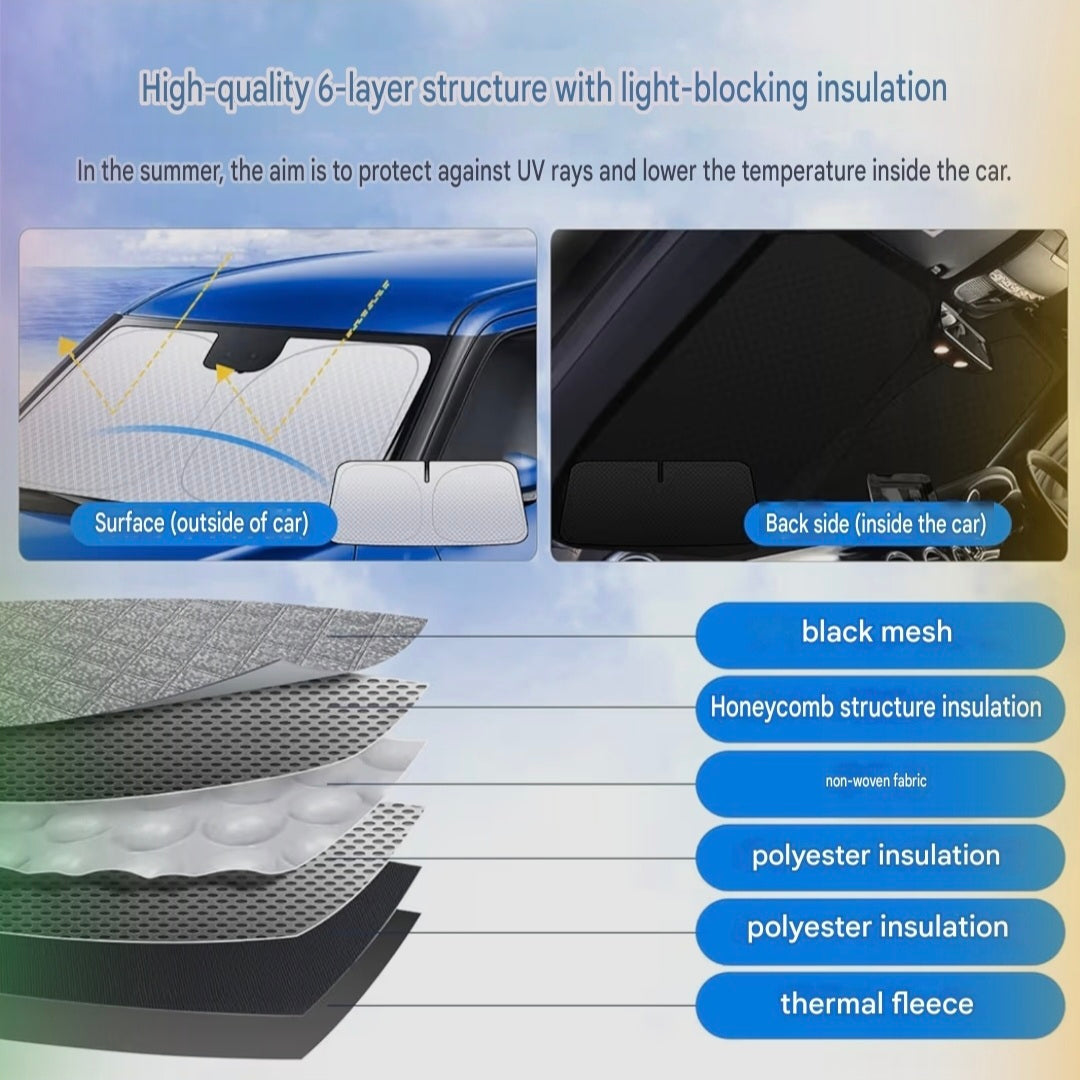 Toyota Hiace 200 Series Standard Body Sunshade 6-Layer UV  Protection Windshield Cover  Insulation & Light Shielding  Thermal