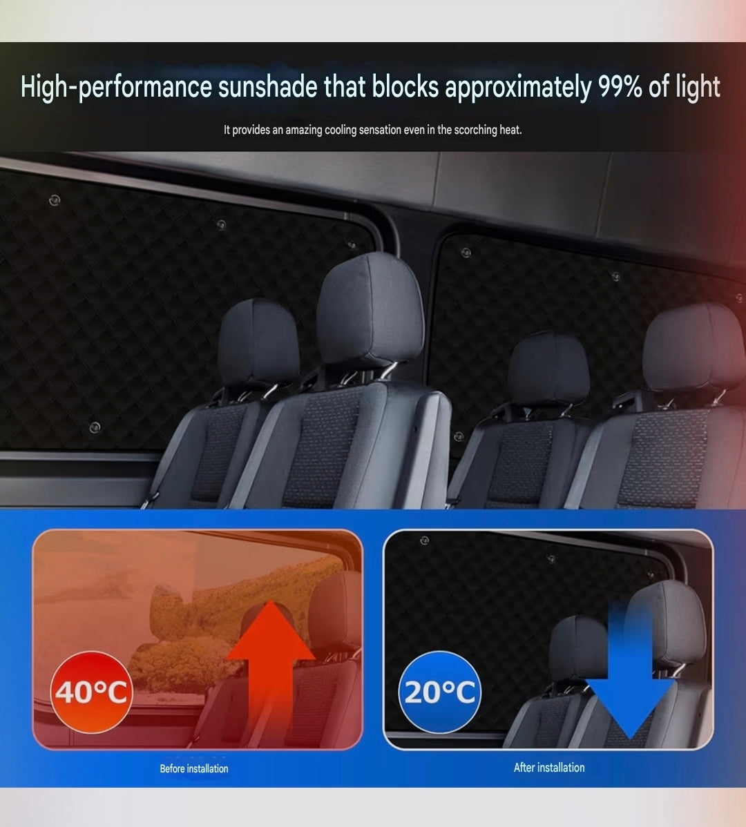 Toyota Hiace Thermal Blackout Sunshade Set, 200 Series Standard Body (2004–Current) Thermal & UV Protection, 7-Piece Kit