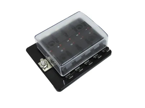 10-Way Blade Fuse Box with LED Indicator, 12–32V, 30A for Auto/Marine/RV